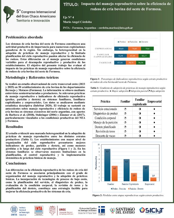 Vista previa: Impacto del manejo reproductivo sobre la eficiencia de rodeos de cría bovina del oeste de Formosa.